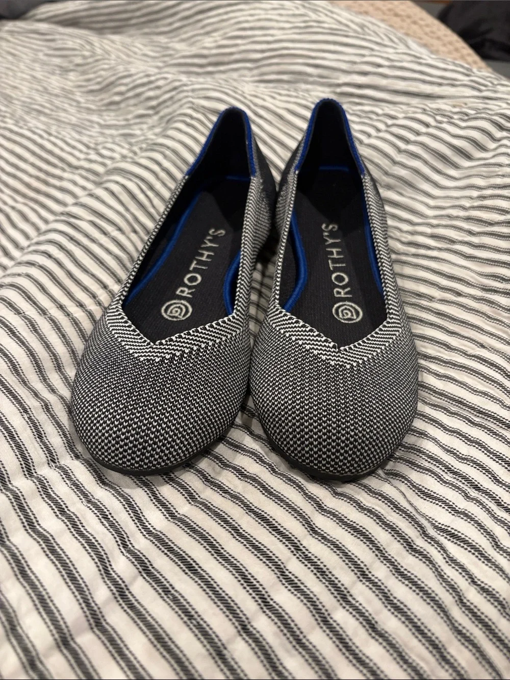 Rothy's Black and White Knit Pointed Flats